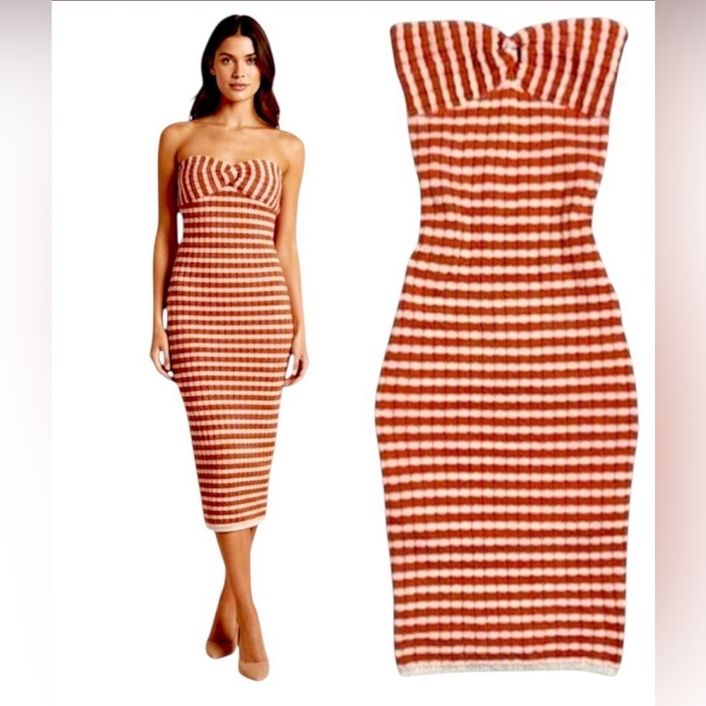 Willow & Wind creamy white /orange knit strapless summer dress  S